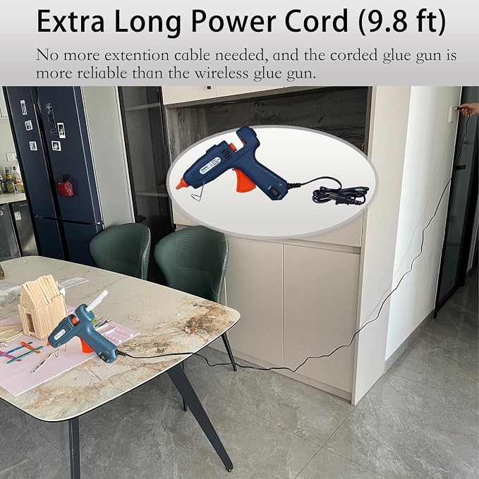 Full Size Hot Glue Gun with Case, 60W/100W/OFF Switch, 9.8ft Extra-long Power