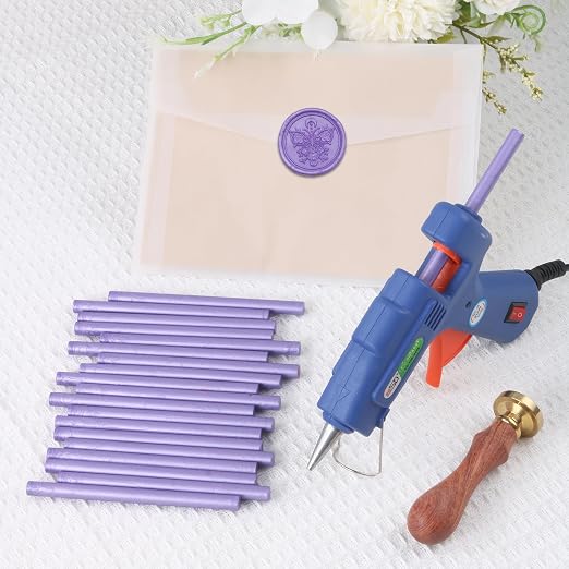 Pearl Purple Sealing Wax Sticks, WASOHLING 20Pcs Glue Gun Wax Seal Sticks