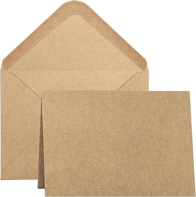 Blank Cards and Envelopes 5x7 inches, 50 Pack Brown Blank Note Cards Greeting