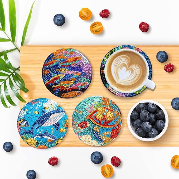EWJRNSF 6 PCS Ocean Diamond Art Coasters DIY Kit