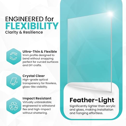 4"x6", Flexible PET Plexiglass Sheets | Transparent, shatter-resistant