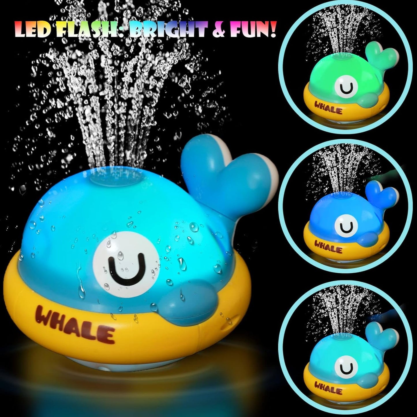 Baby Bath Toys - Toddler Bath Toys for Kids Ages 1-3, Rechargeable Light Up Whale Sprinkler Bathtub Toys, Pool & Water Toys for Infants Babies 6-12 Months & Toddlers 2-4, 1st Birthday Gifts (Blue)