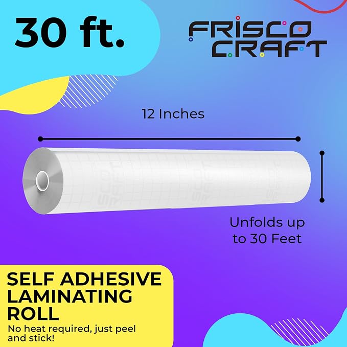 Frisco Craft Matte Clear Self Adhesive Laminating Roll 12" x 30 ft | Self