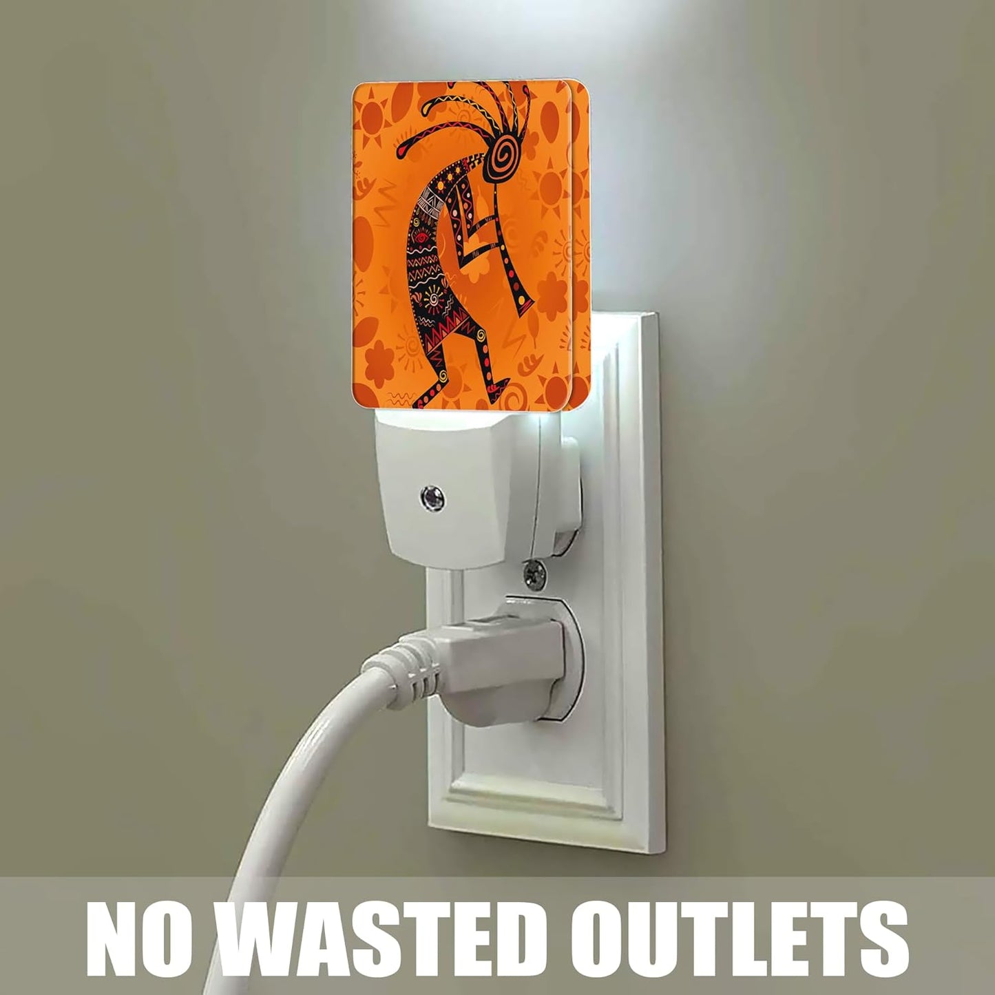 Ethnic African Deity Night Light, Kokopelli Plug into Wall with Dusk to Dawn Light Sensors, Warm Nightlights for Bedroom, Bathroom,Hallway, Kitchen, Gifts Ideal for Boys Girls Women Men