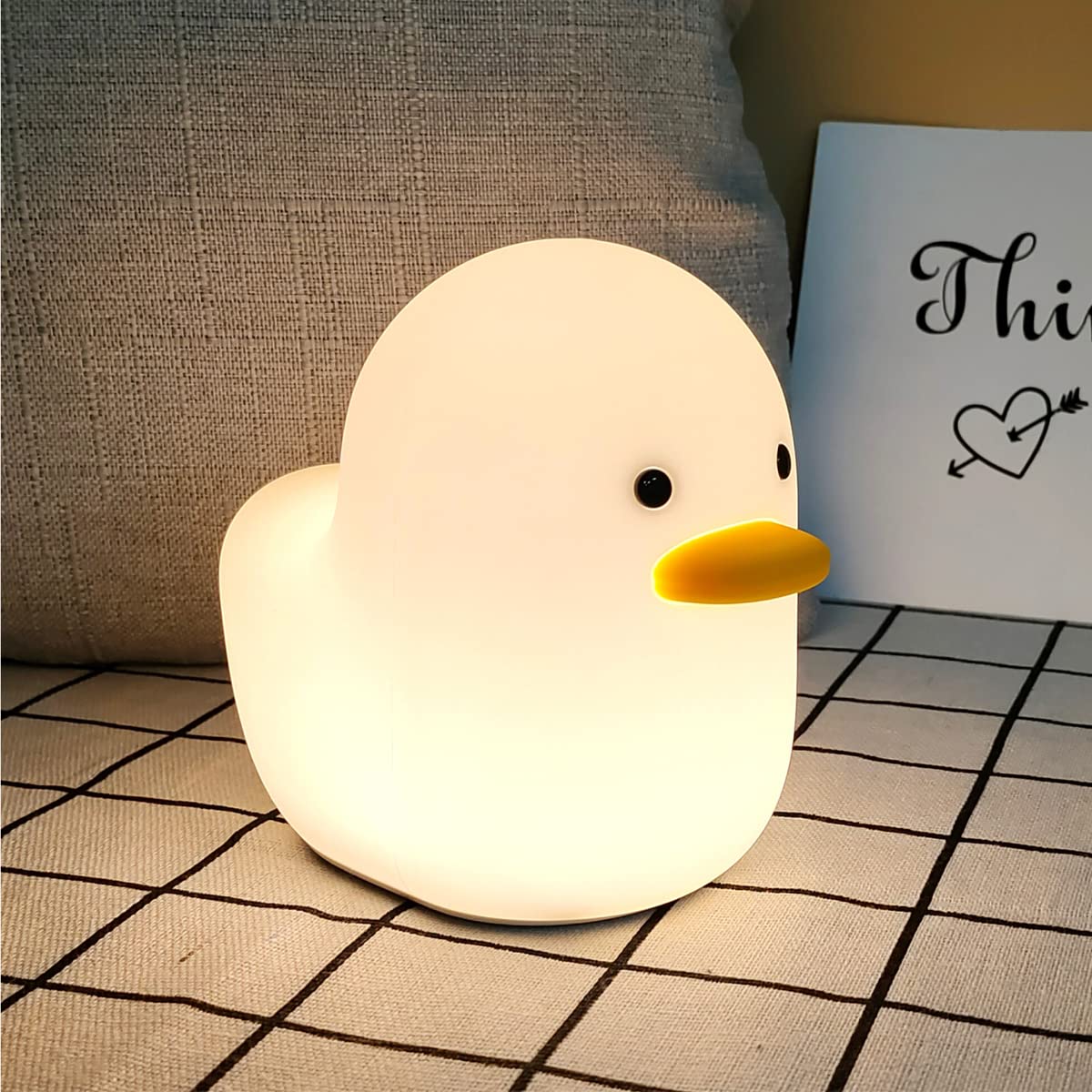 Kids Night Light - Cute Silicone Duck Nursery Lamp for Baby and Toddler, Animal Squishy Lamp for Bedroom, Boys and Girls Gift