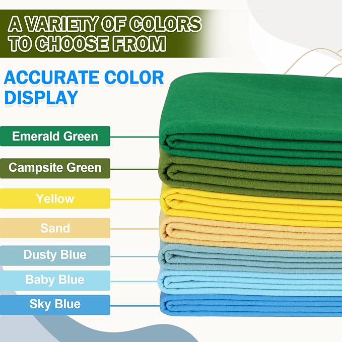 XSEINO Campsite Green Large Felt Fabric 36" X 36 ", 1.4 mm Thick Soft Felt