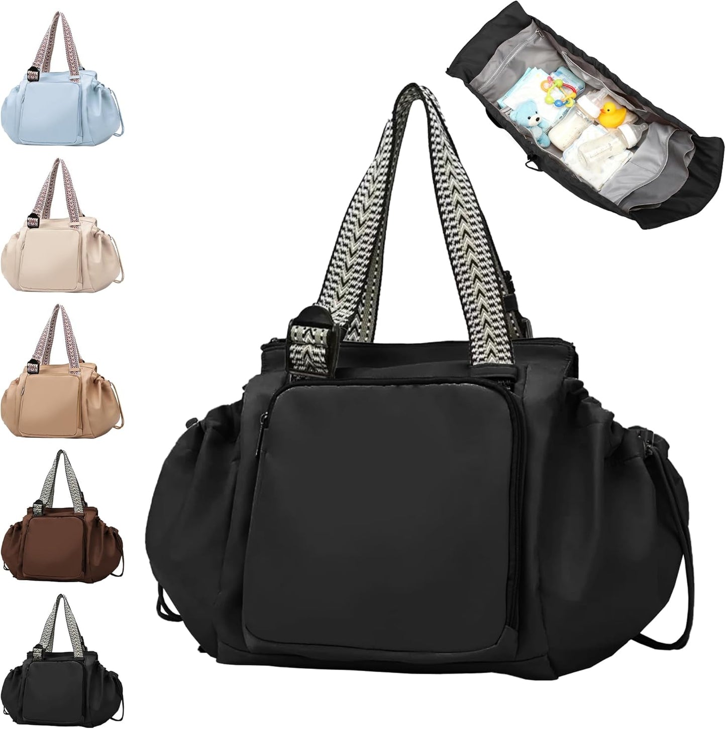 DAMARI Diaper Bag Tote for Moms Dads, Large Capacity Baby Diaper Bag, Wide-Open Mom Bag with 15 Pockets