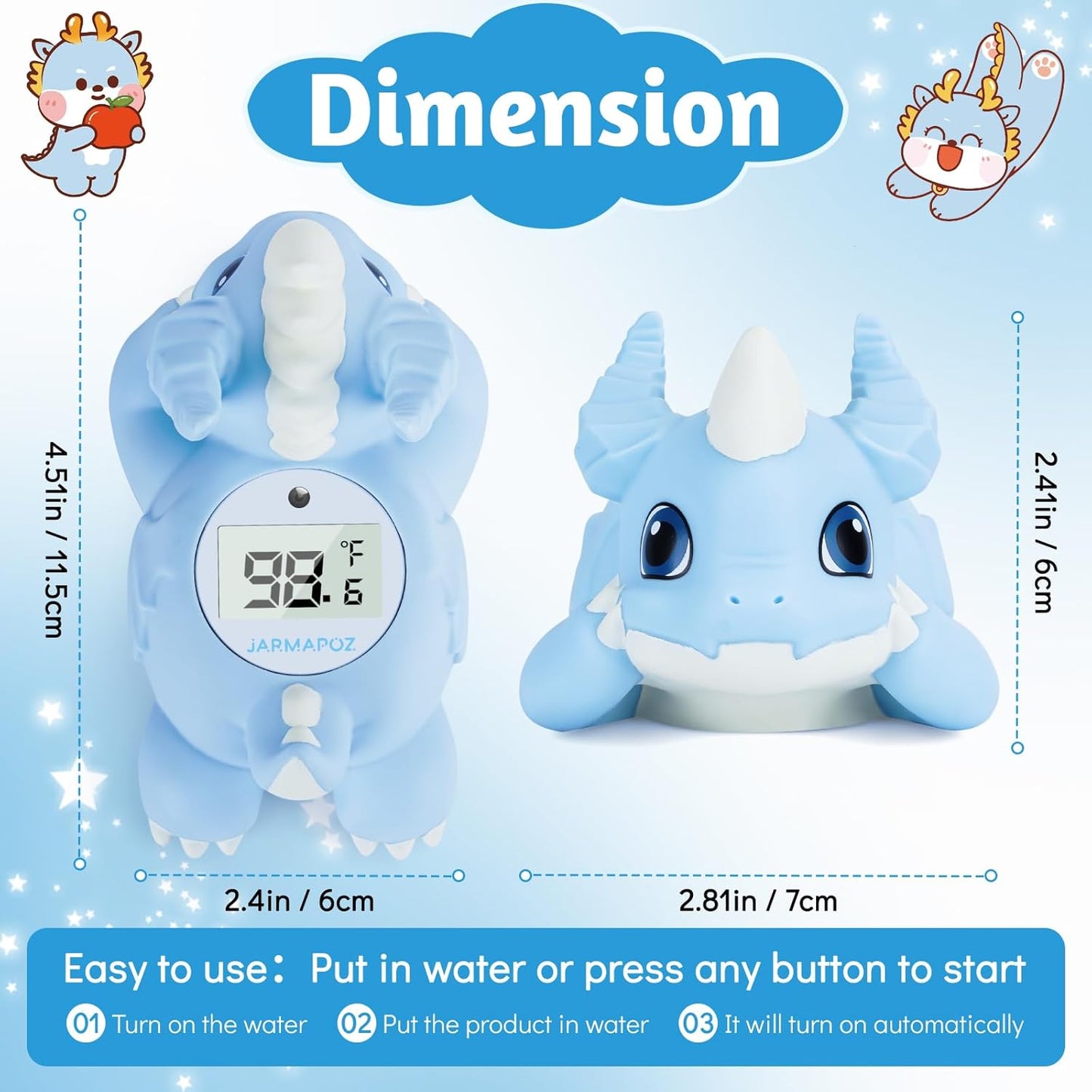 Baby Bath Thermometer – Floating Bathtub Thermometer for Newborn – Accurate Water Temperature Sensor in Fahrenheit & Celsius – Safe Bath Toy for Infants