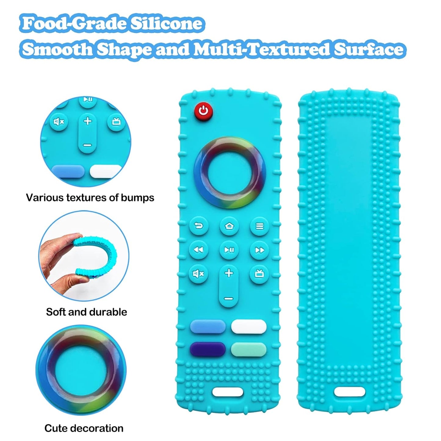 Baby Teething Toys, Food Grade Silicone Teether for Babies 3 6 12 18 Months, Fire TV Stick Remote Shape Toddlers Chew Toys, Freezer BPA Free (FTV Green)