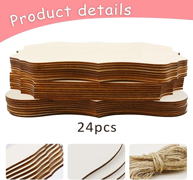FSWCCK 24 Pieces Unfinished Hanging Wood Sign Blank