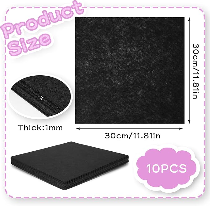 12" x 12" Squares Felt Sheets Fabric, 1mm Thick Halloween Christmas Fabric Fall
