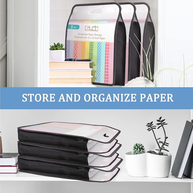 Caydo Scrapbook Paper Organizer, 3 Pack Expanding Paper Folio