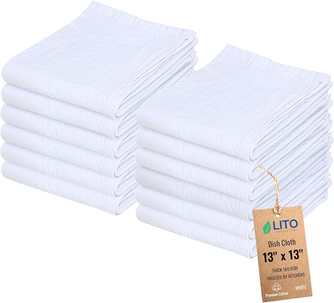 Dish Cloths Cotton| Kitchen Wash Cloth | Shop Towels Absorbent and Lint Free