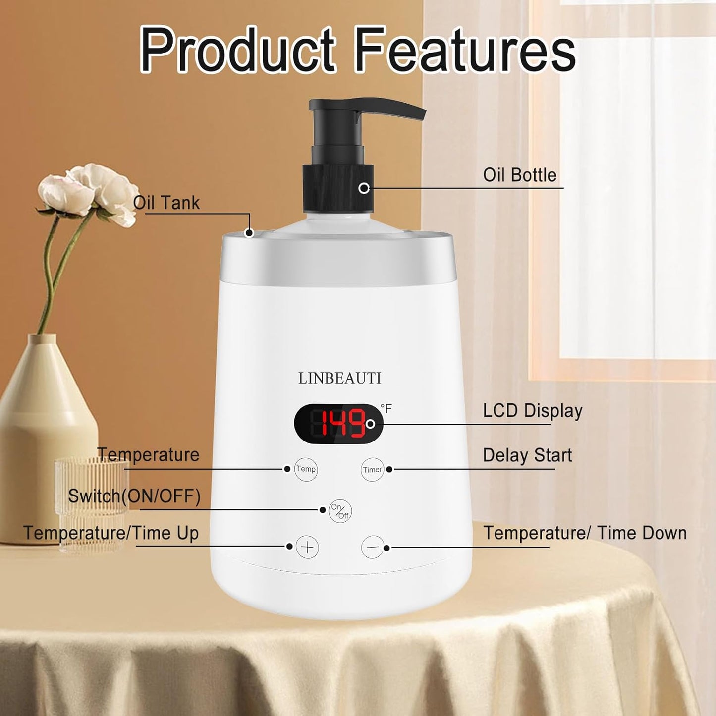 Massage Oil Warmer Bottle Professional Lotion Heater for SPA, Automatic Heated Lotion Cream for Salon, Barber Shops, Home, with Two Oil Bottle Dispenser (white)