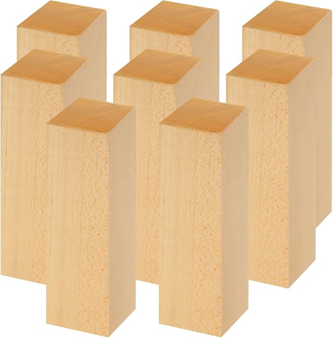 Acrux7 8 Pack 8 x 2 x 2 Inch Basswood Carving Blocks, Natural Unfinished Bass