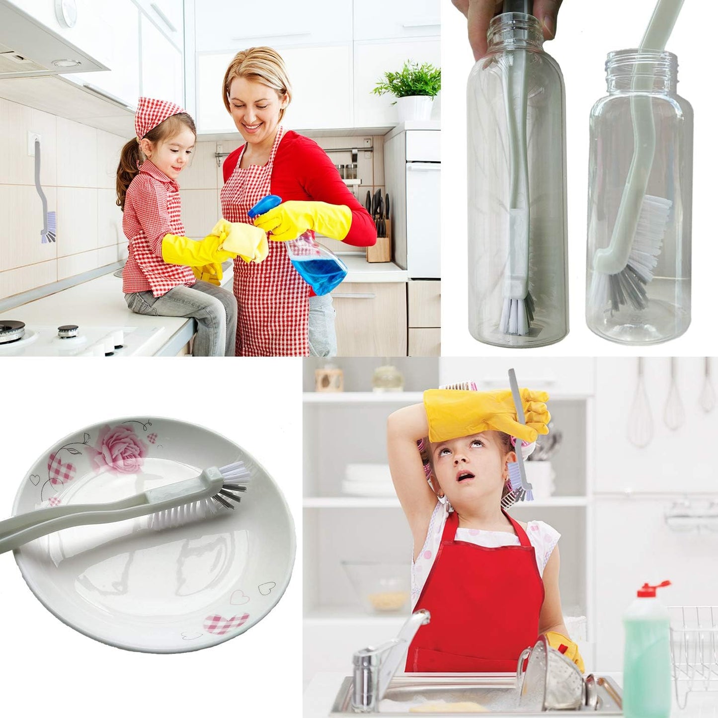 Dish Brush Kitchen Cleaning Brush Bottle Brush Bathroom Scrub Brushes Sink Household Pot Pan Edge Corners Tile Lines Brush with Stiff Bristles