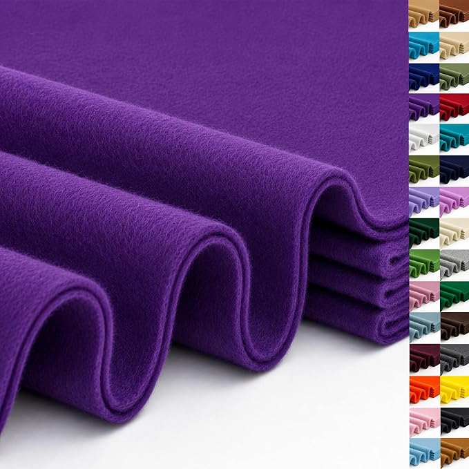 Purple Large Felt Fabric 36" x 36", 1.4 mm Soft Felt Sheet, Nonwoven Fabric