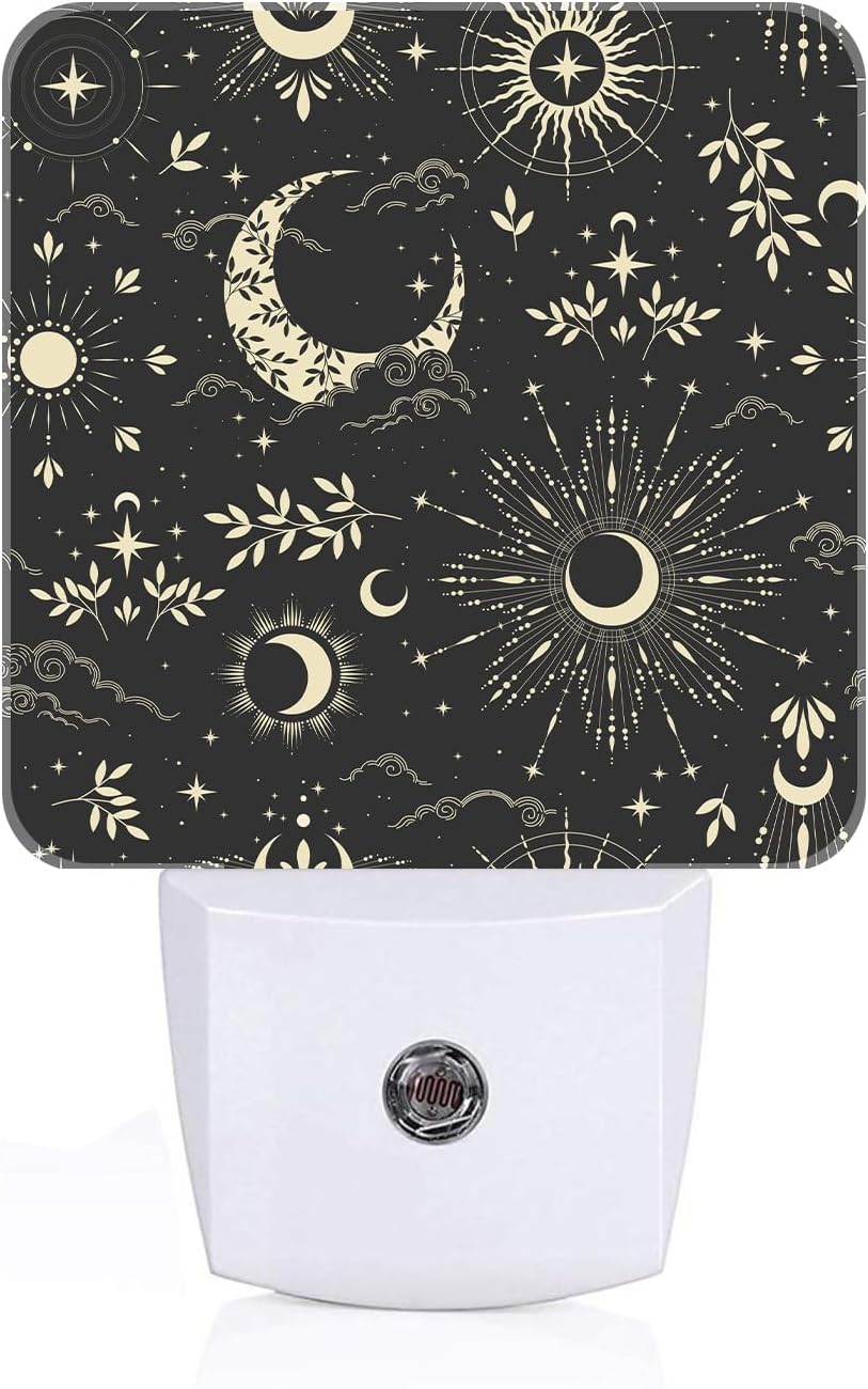 Moon and Sun Night Light,Plug-in Night Lights with Dusk-to-Dawn Sensor for Stairway,Hallway,Bedroom Sleep Friendly Ideal for Women/Girls/Boys Gift,0.5w