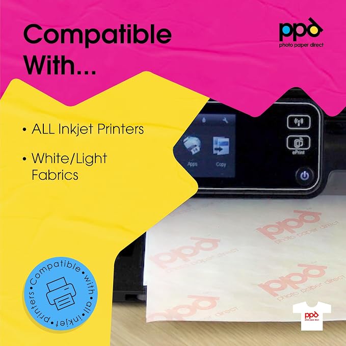 PPD 10 Sheets 8.5x11" Iron-on Heat Transfer Vinyl Paper Light Fabrics | Premium