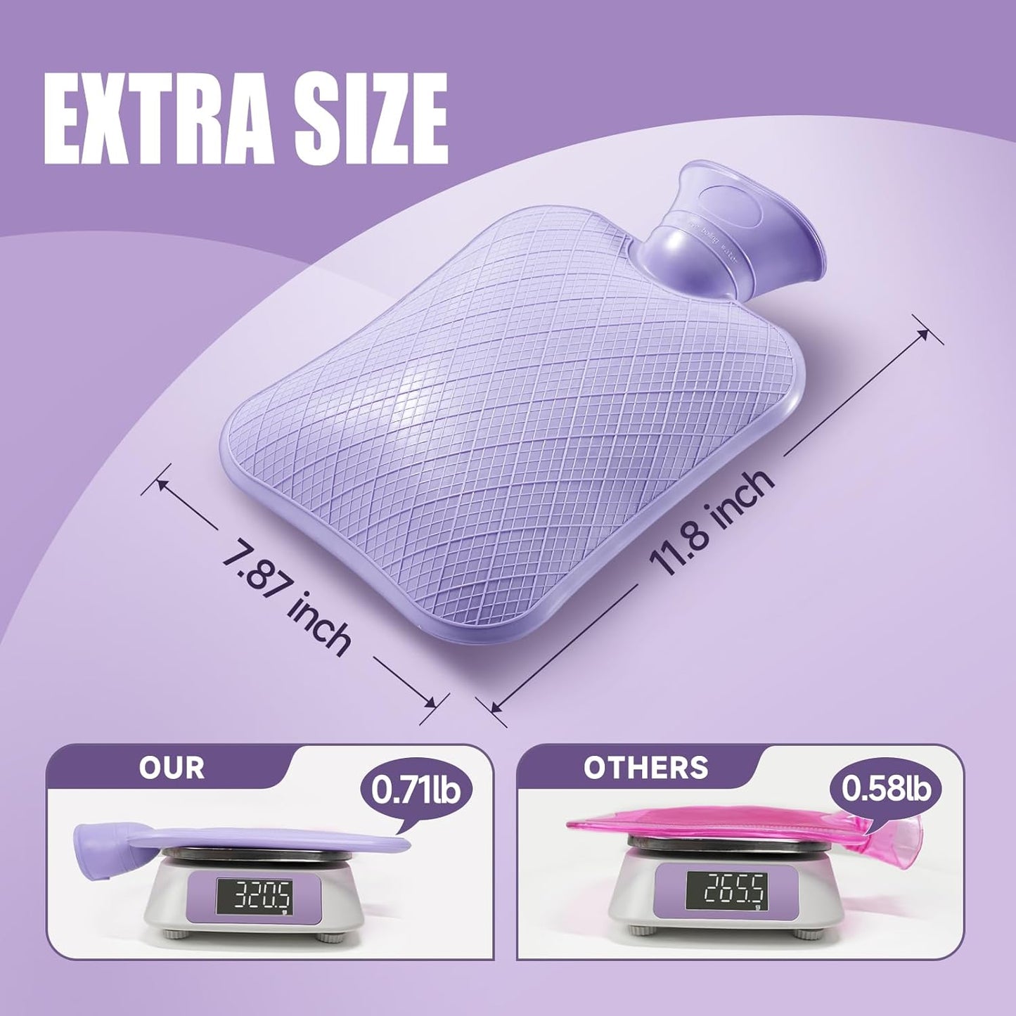 FORICOM Extra Large Hot Water Bag for Pain Relief, Hot Water Bottle for Bed Warming, Dog, Cat,Hot Water Pack, Heat Pack 2Liter