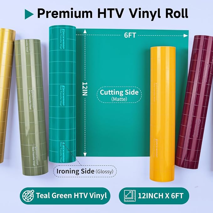 TECKWRAP Heat Transfer Vinyl for T-Shirts, 50+ Washes, REACH Certified & Dryer