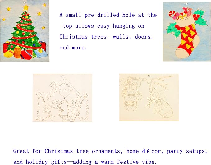 Piatoeke 16PCS 5.9×4.7in Unfinished Wooden Christmas Cutouts Board