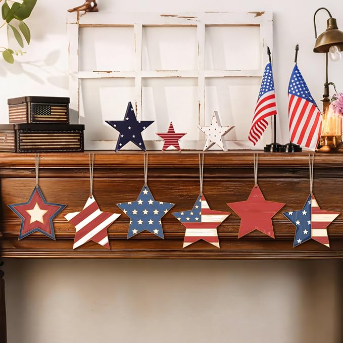 COCHIE 4th of July Stars Wood Crafts to Paint Set of 24, Memorial Day