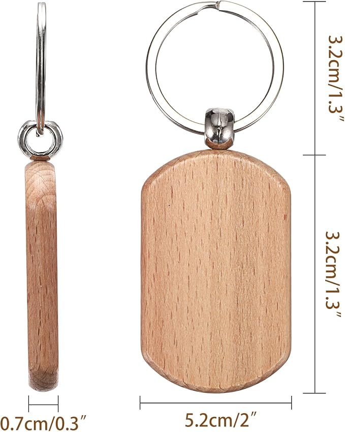 JUXYES 200 PCS Unfinished Wooden Keychain Blanks