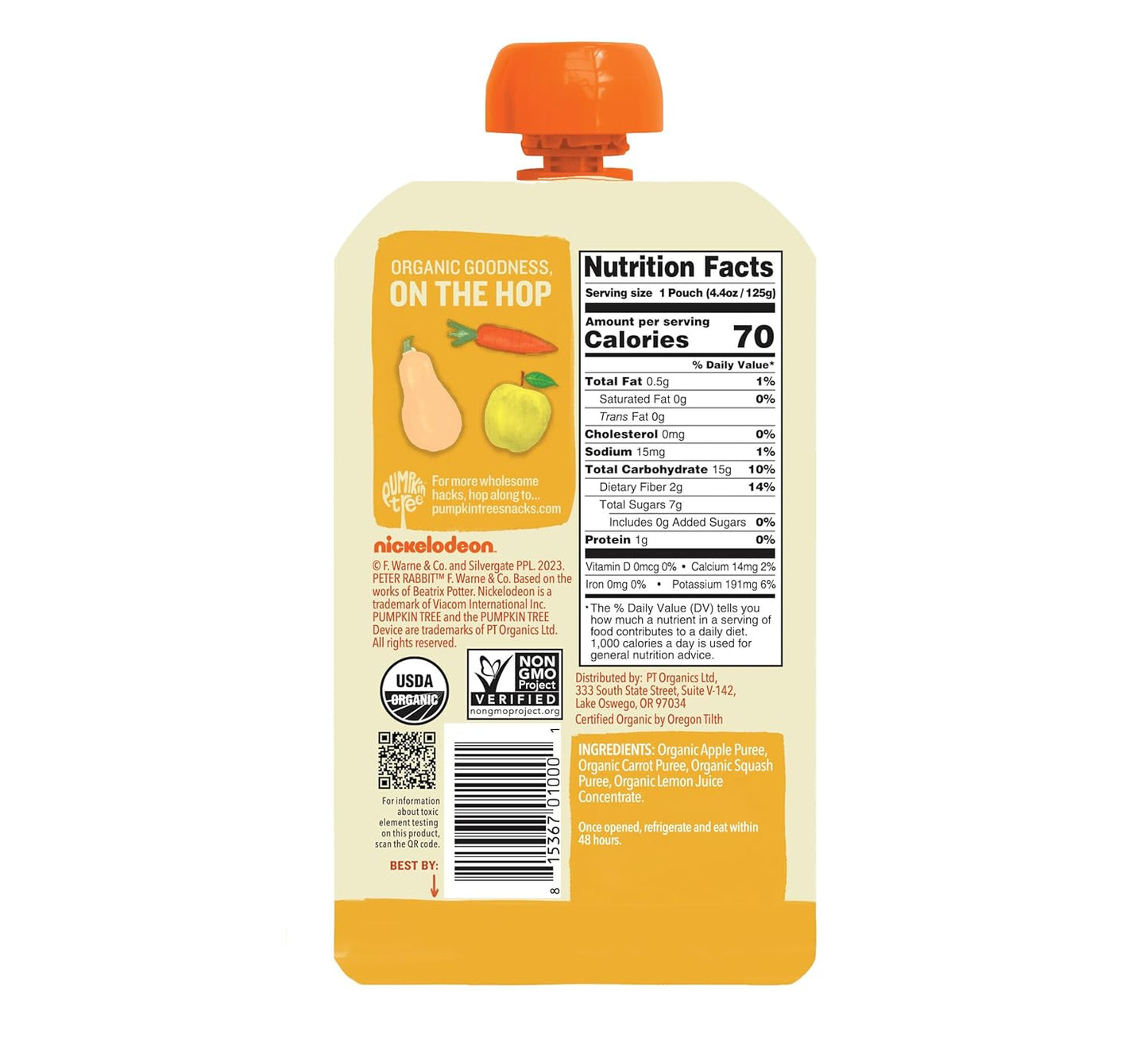 Pumpkin Tree Peter Rabbit Organics Apple, Carrot and Squash Puree, 4.4 Ounce (Pack of 10)