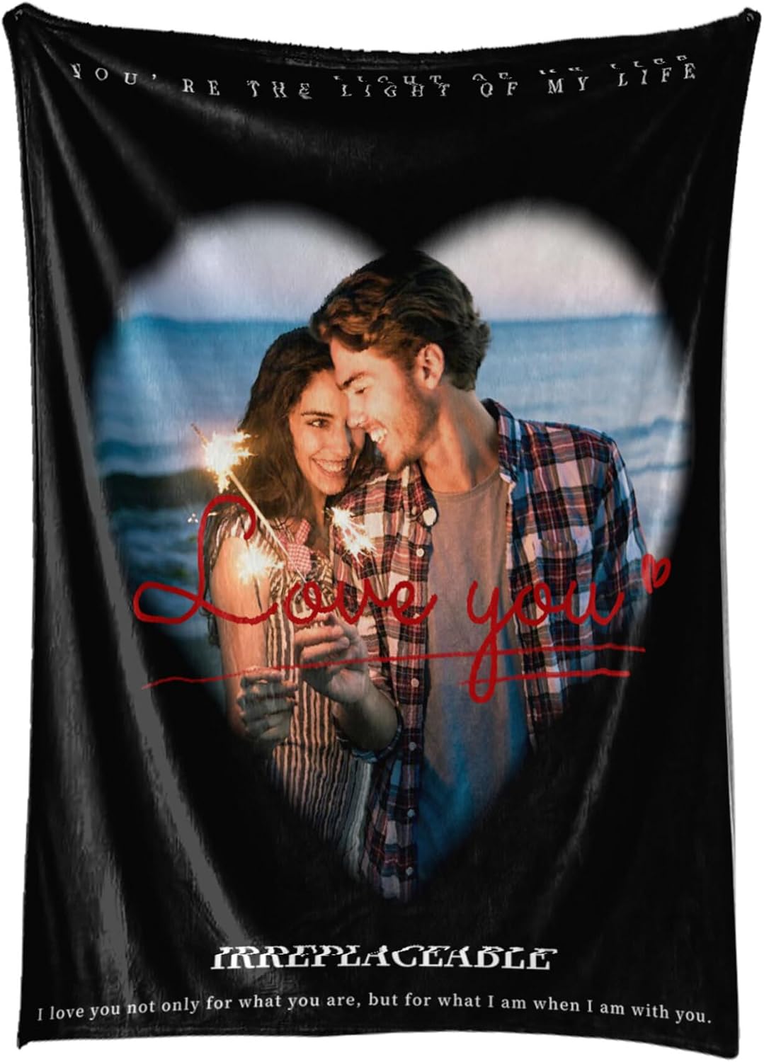Personalized Blanket with Photos Text Custom Blanket Thows with Picture Customizable Photo Blankets Valentine's Day Gifts for Couple Girlfriend Boyfriend Wife Husband, 50 * 60in