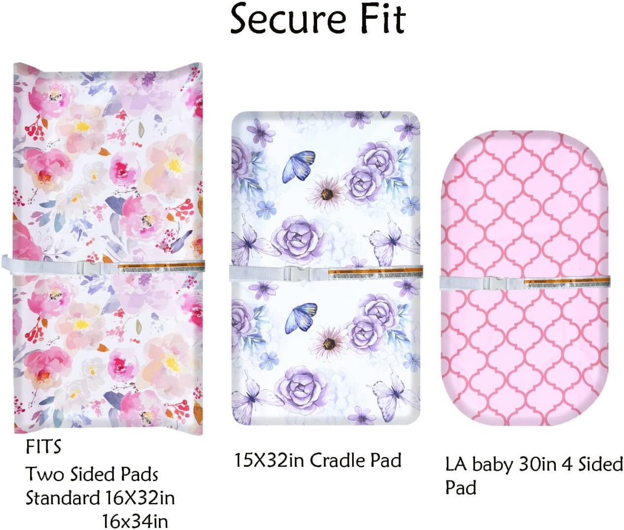 AMROSE 3 Pack Changing Pad Covers, 32" x 16" Ultra Soft Microfiber Diaper Change Table Sheets for Baby Girls, Happy Garden