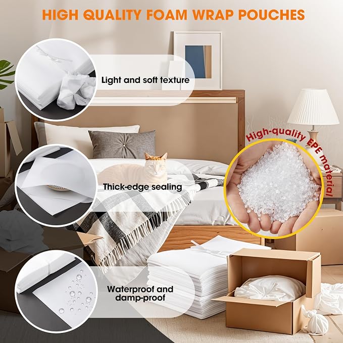 EPHECH 100PCS 12" x 12" Cushion Foam Pouches
