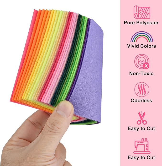 Morcheiong 50 Pcs Felt Fabric Soft Felt Fabric Sheet