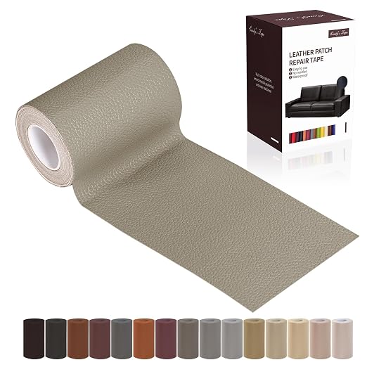 Leather Repair Patch Tape, Medium Grey Beige 3 x 61 Inches Self Adhesive