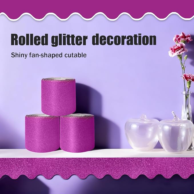 70Ft Shine Pink Bulletin Board Borders，Scalloped Poster Boards Decorations Trim