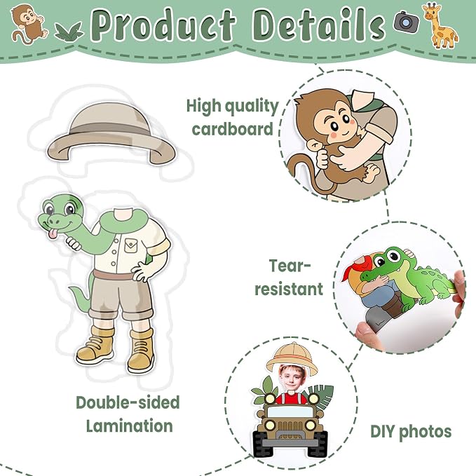 60pcs Jungle Safari Theme DIY Cutouts Jungle Animals Bulletin Board Decoration