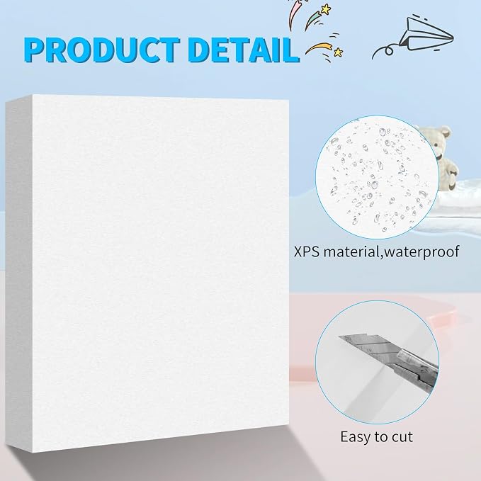 LuckyFoam White 4 Pack 15x12x2 inch Foam Sheets 2 Inch Thick | Polystyrene