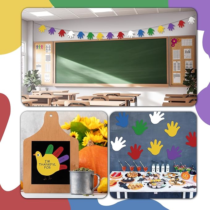 Ireer 48 Pcs Large Foam Hand Cutouts 6 Inch Assorted Color Handprint Die Cuts