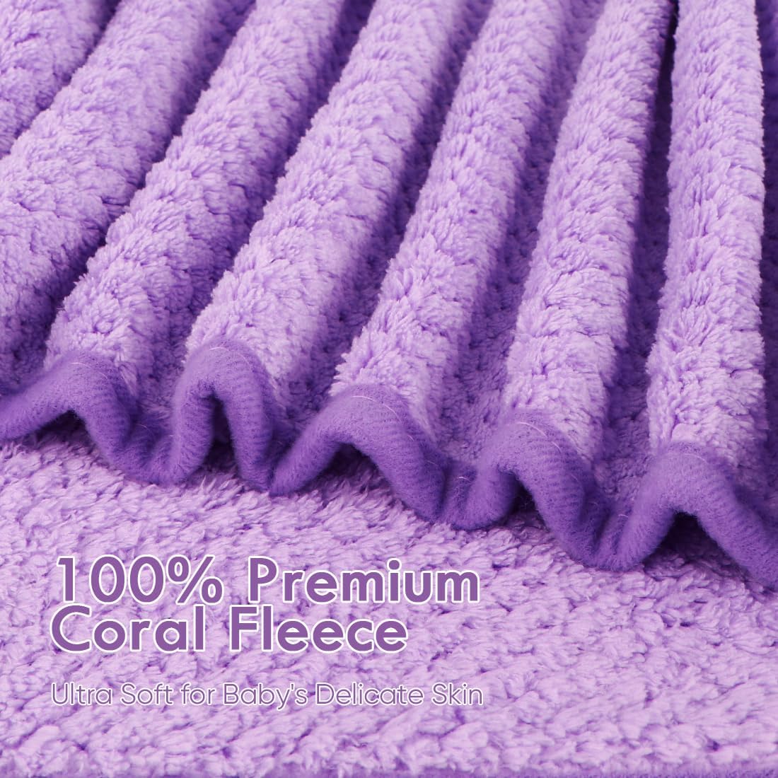 Orighty Baby Hooded Towel with Five Washcloths, 28 x 28 Inch Super Soft Bath Towel with Hood for Babies, Infant, Newborn Essential - Ideal Baby Stuff Registry for Boys and Girls (Purple)