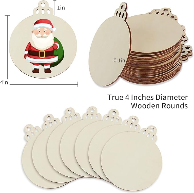 Fuyit Wooden Christmas Ornaments, Unfinished Wood Slices Circle
