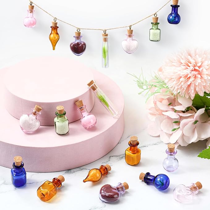 Geiserailie 50 Pieces Small Tiny Glass Spell Jars Bottle