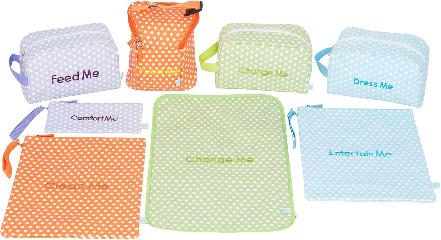 Easy Baby - Diaper, Bottle, and Supplies - Organizer Pouches and Changing Pad - Change, Feed, Dress, and Clean Me (8 Pack Laguna) | Organizing Packing Tote Cubes for Baby Items