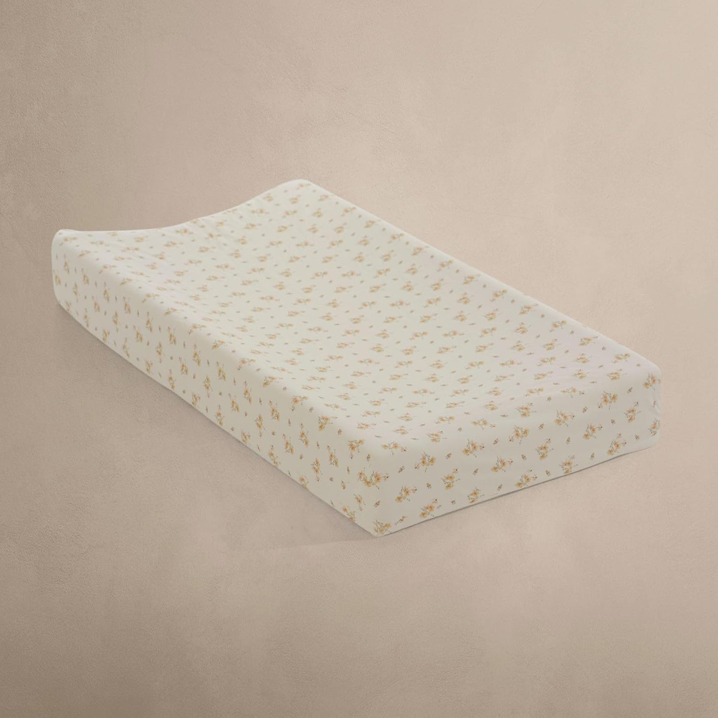 Oilo Changing Pad Cover, Breathable 100% Organic Cotton Fitted Jersey, 300 Thread Count, Machine Wash, Fits Standard Changing Pads (32" x 16"), Heirloom Organic Collection, Dainty Floral