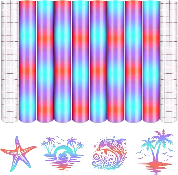 Tintnut Gradient Permanent Vinyl 8 Pcs12x10in Purple Blue Adhesive Vinyl |