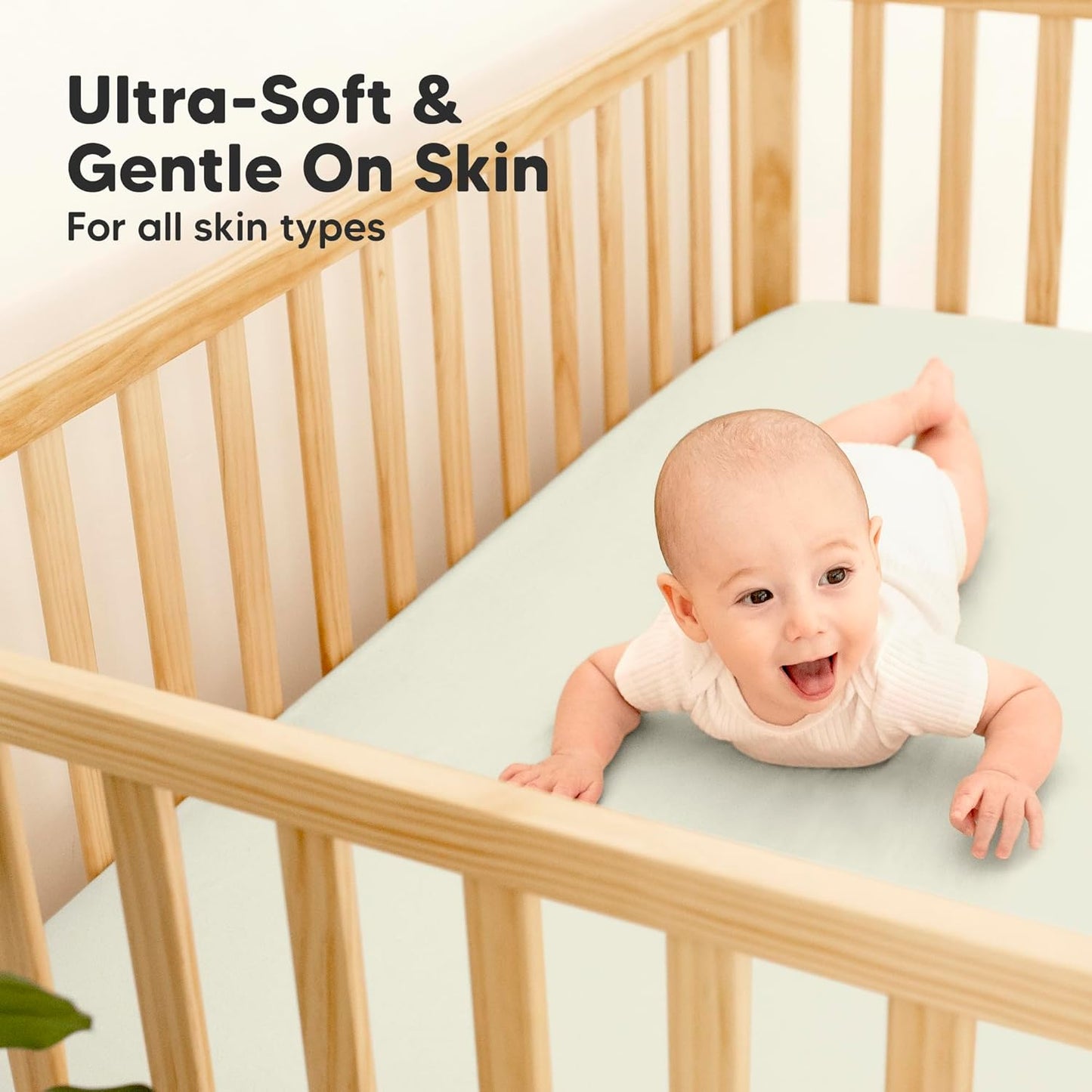 2-Pack Waterproof Baby Crib Sheets for Boys, Girls - 52x28 Viscose Derived from Bamboo Toddler Bed Sheet Neutral, Fitted Crib Mattress Protector Cover for Baby Bedding, Soft & Gentle (Oregano)