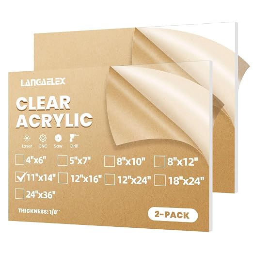 2 Pack 11x14 1/8" Clear Plexiglass Sheets