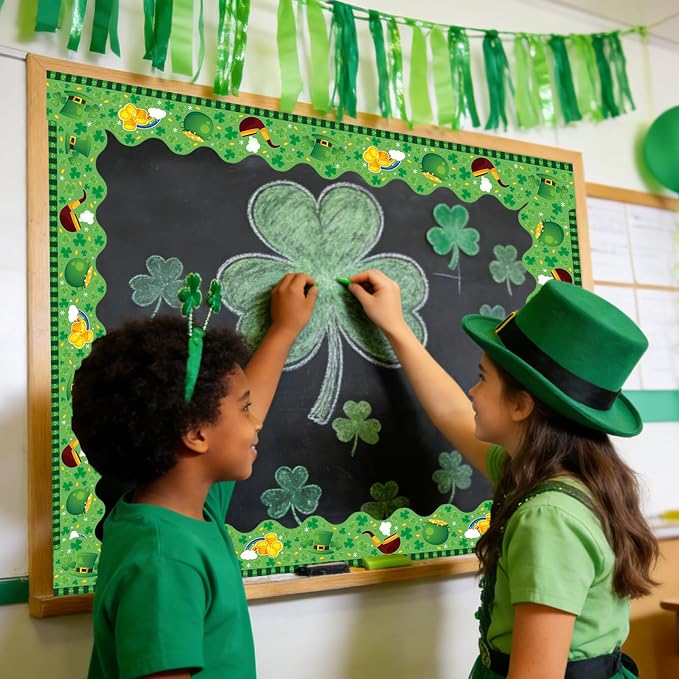 69 Feet St Patricks Day Bulletin Board Borders Lucky Shamrock Clover Rainbow