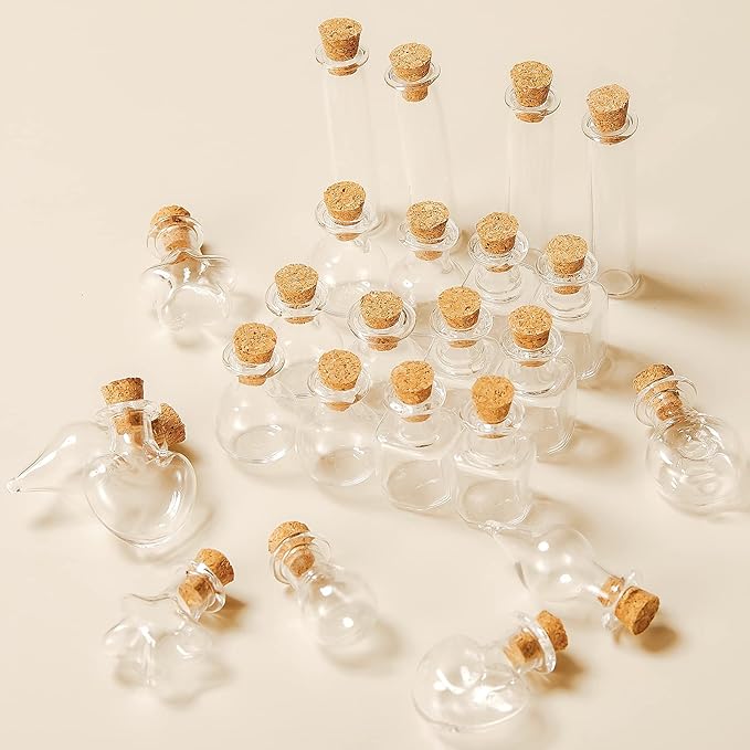 Geiserailie 80 Pieces Tiny Glass Bottles Spell Jars