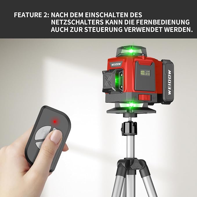 WEIDDW Laser Level 360° Green Cross Line Self Leveling Laser Measuring Tool