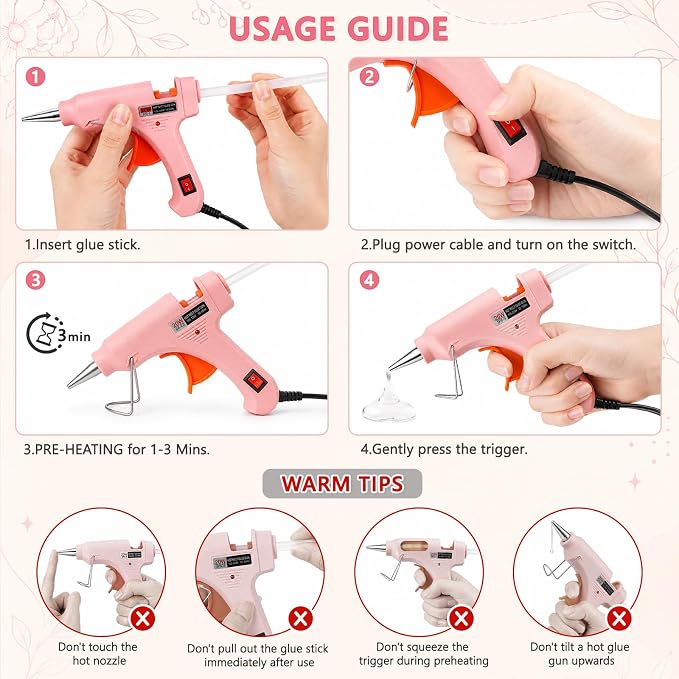 Mini Hot Glue Gun Kit with 30 Glue Sticks, 20W Fast Preheating Hot Glue Gun And